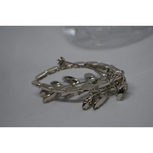 Leaf Shape Marquise Rhinestone Brooch Clear Stone Pin Vintage Costume Jewelry - Picture 5 of 9